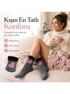 Liyuza 8’li Kadın Kışlık Havlu Çorap Sıcak Tutan Karışık Desenli Ekonomik Çoklu Çorap Seti