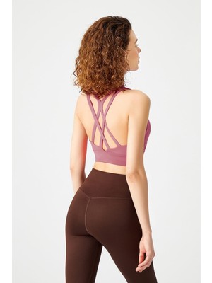 Los Ojos Gül Kurusu Destekli Sırt Detaylı Kaplı Spor Sütyeni Strappy Back
