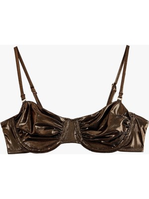 Odea Kalp Yaka Balenli Parlak Bikini Üst
