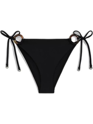 Odea Kadın Yanlardan Bağlamalı ve Kaplumbağa Kabuğu Desenli Siyah Bikini Altı UW0UW06389-BEH