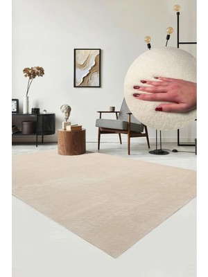 Decomia Home Puffy Peluş Post BEJ Kaymaz Salon Halısı Koridor Halısı Çocuk Halısı Yolluk