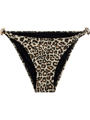 Odea Yanları Aksesuar Detaylı Ipli Leopar Desenli Bikini Altı