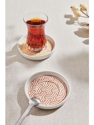 Bakır Geo Porselen Çay Tabağı