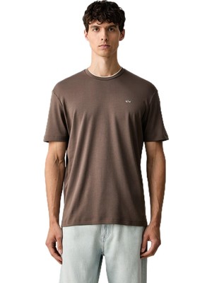 Odea Erkek Normal Kesim Logo Detaylı Yuvarlak Yakalı Pamuklu Kısa Kollu Kahverengi T-Shirt 16311605-365