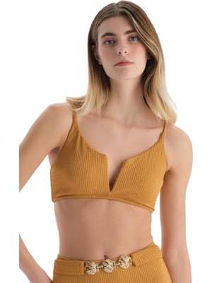Odea Dagi Kadın Üçgen Geniş Bikini Üst Hardal 40