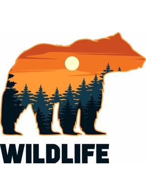 Odea Sticker Usta Ayı - Doğa - Manzara - Kamp - Wild Life -Off Road - Adventure -Bear - Kamp Wildlife Offroad Sticker 02060 Renkli 20X18 cm