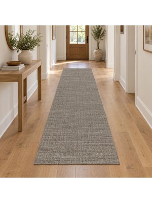 Kartela Halı Doğal Keten Açık Gri Koridor Mutfak Yolluk Halısı Kaymaz Taban Yıkanabilir 60X180 cm