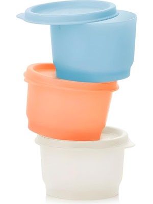 Odea Tupperware Set (3) Buzdolabı Uno 120 ml Renkli Turuncu Beyaz Mavi Kutu Stok Saklama Kabı Julchen