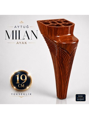 Odea (1 Adet) Milan Ahşap Mobilya Ayağı 19 cm Koltuk Kanepe Baza Sehpa Tv Ünitesi Modern Dekoratif Ayak