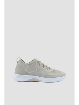 Odea Erkek Bağcık Kapamalı Kauçuk Yüzgeç Baskılı Esnek Koşu Tabanlı Bej Sneaker C0P8023-348