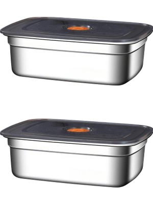 Odea 2 Adet Çelik 850 ml Yemek Meyve Et Buzdolabı Beslenme Saklama Kabı MT219