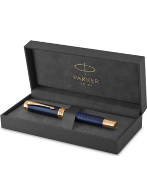 Odea Parker Duofold Prestige Mavi Chevron Altın Tasarımlı Dolma Kalem, Ince Uç, Siyah Mürekkep