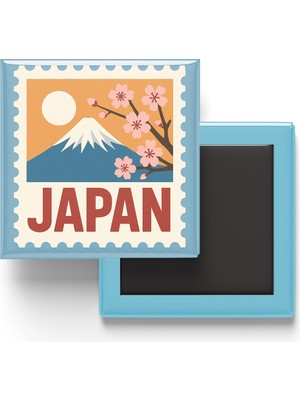 Odea Buzdolap Magneti Japonya Tokyo Renkli Posta Pulu Temalı - 9x9 cm