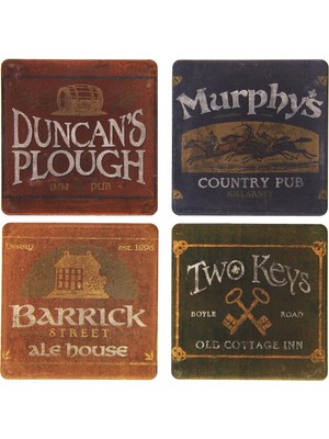 Odea Coasterstone AS2340 Emici Altlık, 4 – 1/4 Inç, Irish Pubs, Set 4