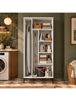 Rani KC104 Banyo Dolabı 2 Kapaklı 4 Raflı Çok Amaçlı Dolap Beyaz