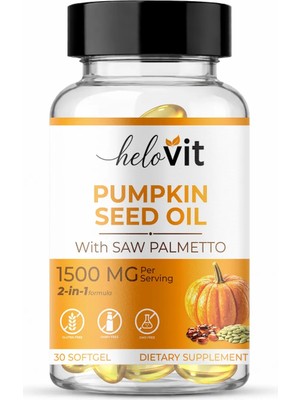 Helovit Pumpkin Seed Oil Softjel 1500 Mg & Saw Palmetto Içeren 2-In-1  Erkek Sağlığı ve Doğal Destek