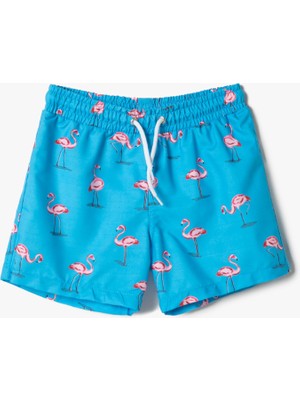 Rafta Mayo Flamingo Baskılı Beli Bağlamalı