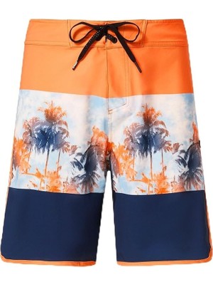 Rafta Oakley Erkek Standart Palmiye Çiçekleri Geri Dönüştürülmüş 19" Boardshort, Turuncu, 6