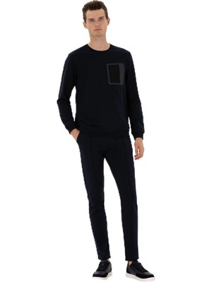 Rafta Lacivert Slim Fit Nervürlü Düz Paça Eşofman Altı 50317659 VR033