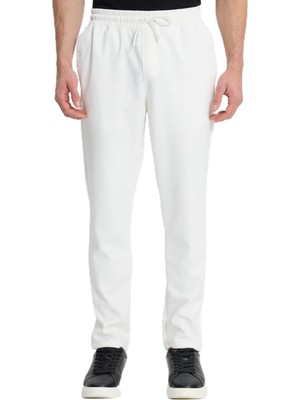 Rafta Tudors Regular Fit Jogger Pantolon Beli Lastikli Bağcıklı Beyaz, 32, PN250057, Koyu Beyaz, Erkek