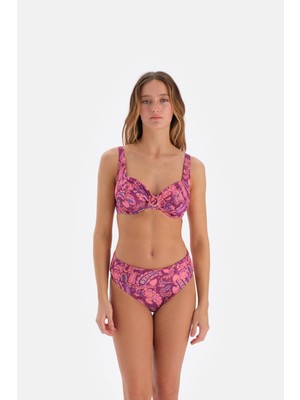Rafta Eros Kapsız Çıkarılabilir Askılı Desenli Baskılı Balenli 24SW85093EGB Kadın Bikini Takımı, Lila Fuşya, 48