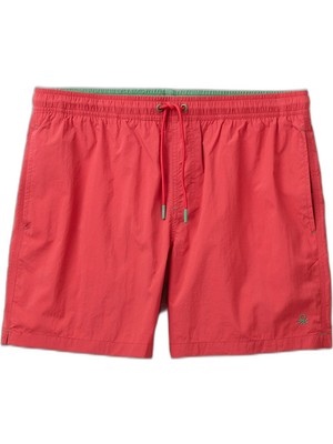 Rafta Benetton Erkek Kırmızı Logo Işlemeli Beli Bağcıklı Deniz Şortu
