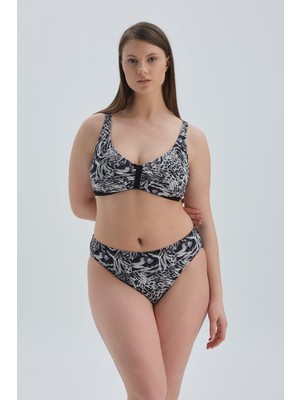Rafta Dagi Kadın Toparlayıcı Yüksek Bel Bikini Alt Siyah Beyaz 50