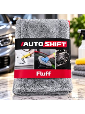 Rafta Auto Shıft Fluff Mikrofiber Kurulama Bezi 70X50 cm – Yüksek Emicilikli Araç Kurutma ve Parlatma Bezi Gri Renk