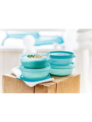 Rafta Tupperware Mavi Şeker Kaplar 4'lü Set 300 ml Buzdolabı Saklama Kabı