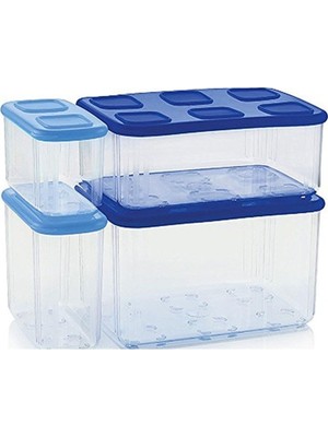 Rafta Tupperware Modüler Düzenleme & Saklama Kabı Seti - 4 Parça Mavi