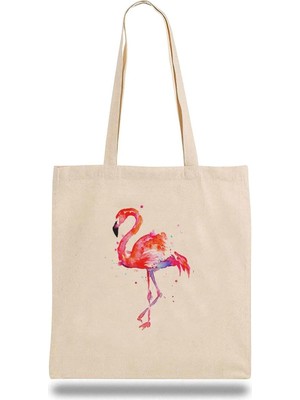 Rafta Qıvı Bez Çanta Flamingo Suluboya Resim Baskiresim, Çizim Flamingolar, Flamingo Boyama