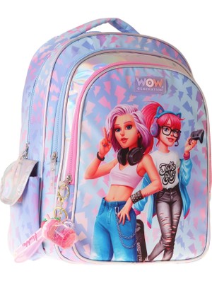 Rafta Wow Generation Kız Çocuk Cool Desenli (Mavi - Pembe) Ilkokul ve Günlük Sırt Çantası (Üç Bölmeli) - W6039