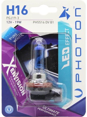 Rafta Photon Ampul H16 12V 19W Xen Vision (Tekli Blister) (Beyaz Işık) 6000K Pht PH5516 Dv B1