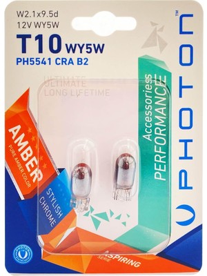 Rafta Photon Ampul T10 W5W Chrome 12V Amber Performance Pht PH5541 Cra B2
