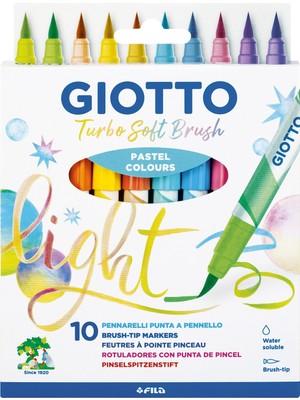Rafta Giotto Turbo Soft Brush, Fırça Uçlu Markör, Suda Çözünür, 10 Pastel Renk