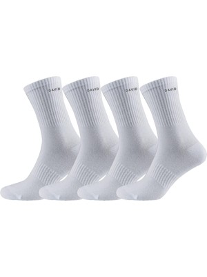 Rafta David Benjamin Unisex 4'lü Premium Kutulu Pamuklu Tenis & Kolej Çorabı Kadın & Erkek - Nefes Alabilen, Dayanıklı, Yumuşak ve Rahat, Spor, Koşu, Yürüyüş Çorabı - Dikişsiz, Ter Emici (Beyaz, 39-42)