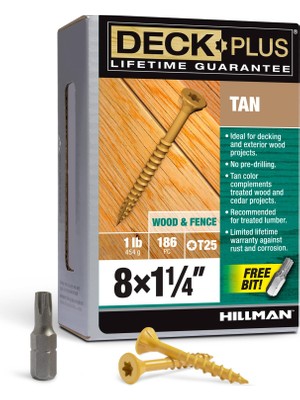 Rafta Deck Plus 48410 Ahşap Vidalar #8 x 1-1/4 Inç, Tan, 1 Lb Kutu