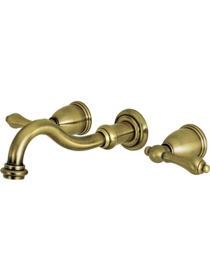Rafta Kingston Brass KS3123AL Vintage 20 cm Merkezi Duvara Monte Banyo Musluğu, Antik Pirinç, 7-4/9 Inç Ağız Erişimi