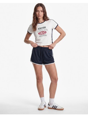 Rafta Beli Bağcıklı Rahat Kalıp Biyeli Spor Mini Şort