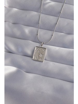 Ls ® 316L Çelik Zincir Gümüş Renk Zirkon Taşlı Ay Yıldız Figürlü Tarot Kolye