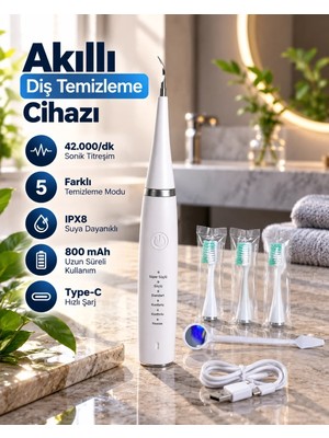 Ls Sonic Titreşimli Akıllı Diş Temizleme Cihazı Type C Şarjlı 5 Kademeli Temizleme Sistemi