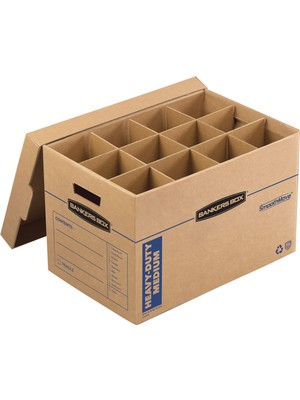 Rafta Bankers Box Smoothmove Ağır Hizmet Tipi Mutfak Taşıma Kutusu, Çanak ve Cam Kutu Bölücüler, Yastık Köpüğü, 30 x 30 x 40 Cm, Kraft, 1 Paket (7710701)