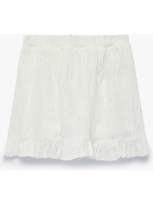 Rafta Beli Lastikli Fırfırlı Brodeli Etek