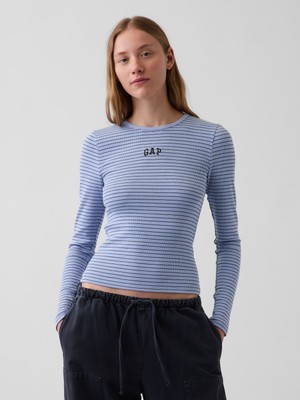 Gap Kadın Açık Mavi Modern Fitilli Gap Logo T-Shirt