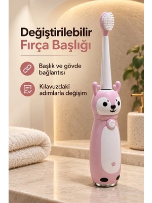 Ls Çocuk Diş Fırçası Pembe Gövdeli Açma Kapama Düğmeli
