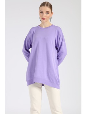 Suede Style 40408 - Kadın Uzun Triko Kazak