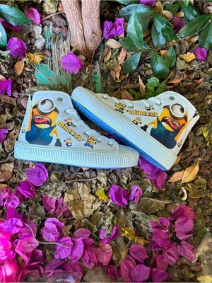 Scarpe Magiche Minyon Baskılı Yüksek Bilek Unisex Çocuk Sneaker Spor Ayakkabı (31-35 Numara Arası Işıksızdır )