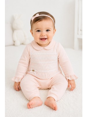 Baby Hola Dantel ve Fiyonk Detaylı Kız Bebek Tulum 13958