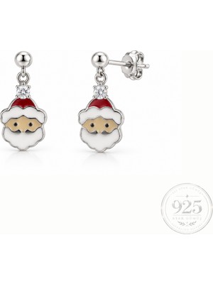 Servi 925 Ayar Gümüş Santa Charm Noel Baba Figürlü Küpe