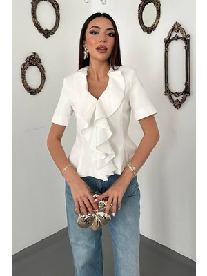 Budi Home Ekru Önü Agraflı Ceket
